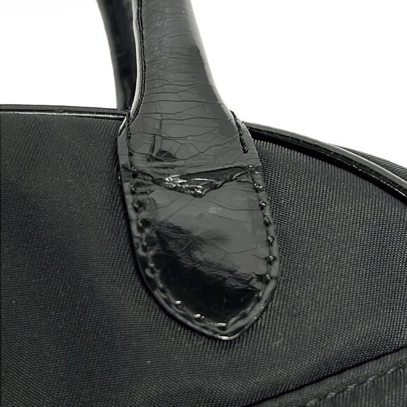 Auth DIOR/ChristianDior Double Saddle Black Nylon Patent Leather Handbag - Picture 13 of 16